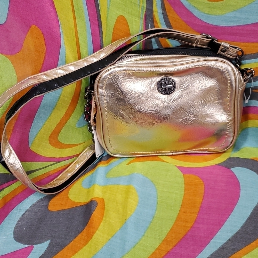 Jessica Simpson Champaign and Black Crossbody Bag